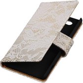 Lace Bookstyle Wallet Case Hoesje voor Sony Xperia Z4 Compact Wit