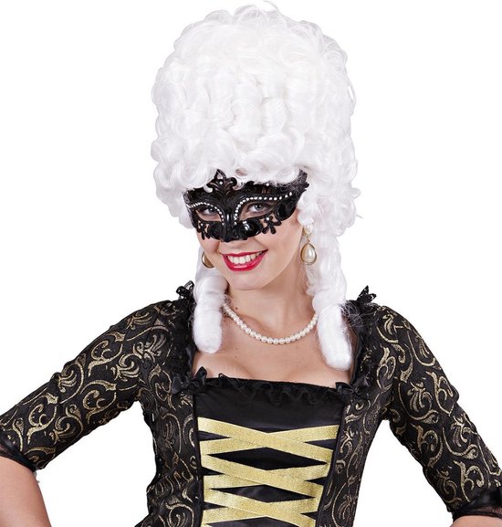 WIDMANN - Venetiaans masker met zwarte strass voor volwassenen - Maskers > Masquerade masker