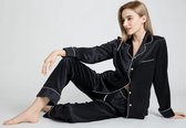 Dames zijden pyjama set , Zwart, L