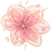 Behave® Broche bloem roze kraaltjes 10 cm