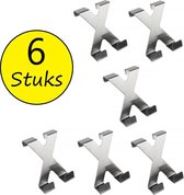 Dubbele Deurhaken van RVS Edelstaal 6 Stuks – 7x5cm | Badhaken | Ophanghaken voor Handdoeken | Badkamer Haken | Keuken Haken | Handdoekhaken