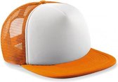 Oranje met witte vintage kinder baseball cap