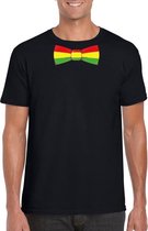 Zwart t-shirt met Limburgse kleuren strik heren - Carnaval shirts S