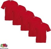 Fruit of the Loom - 5 stuks Valueweight T-shirts Ronde Hals - Rood - M