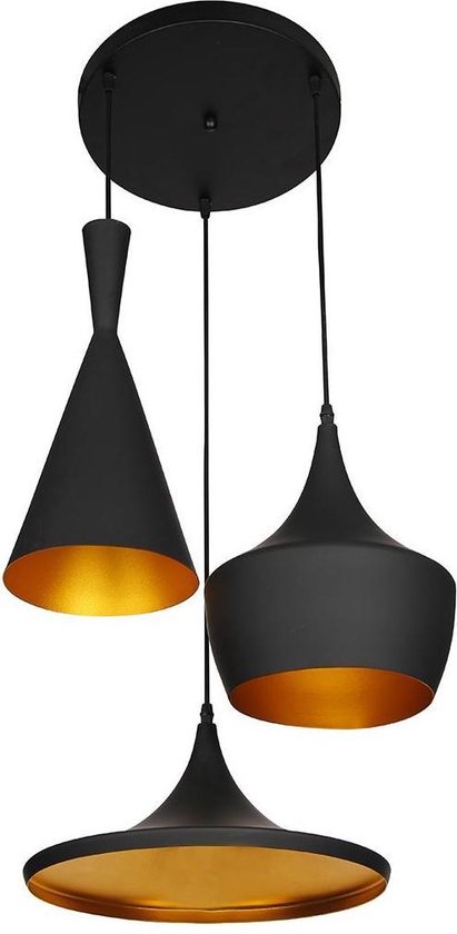 Lumenzy Triple Hanglamp - Zwart - Goud bol.com
