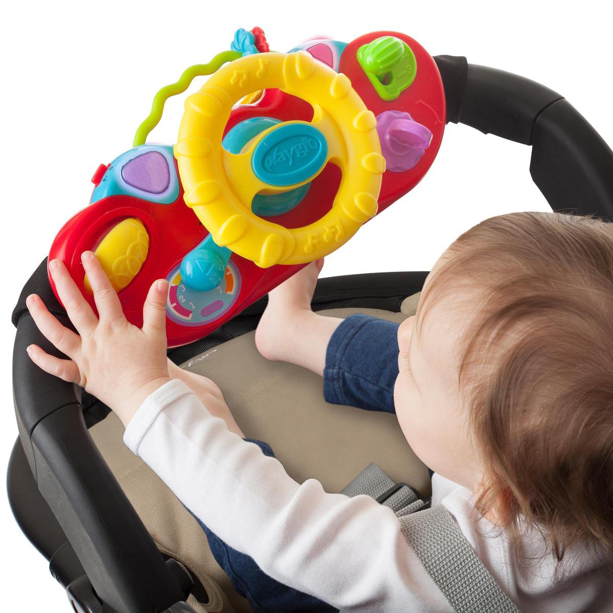 Playgro Comfy Car - Babyzitje met Activiteiten - Pluchen Zitkussen Auto met Stuur, Licht en Muziek - Interactief Babyspeelgoed - Kraamcadeau & Babyshower Cadeau - Vanaf 6 Maanden - 52 x 57 cm – foto 6