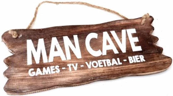 Wandbord “Man Cave” Hout Spreukbord Cadeau Decoratie Spreuk (NATUREL)_