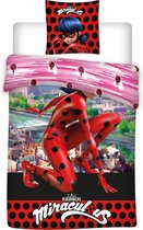 Miraculous Ladybug Eiffeltoren - Dekbedovertrek - Eenpersoons - 140 x 200 cm -Polyester