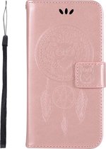 Shop4 - iPhone Xr Hoesje - Wallet Case Dromenvanger Uil Rosé Goud
