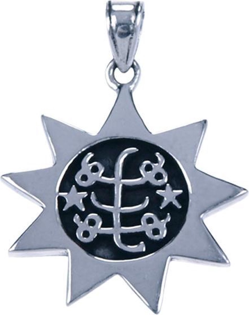 Zilver hanger 9-puntige ster met Ringsteen - Bahaí symbool