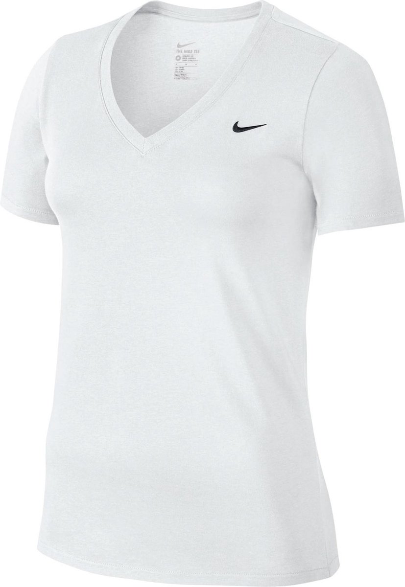 Nike VNeck Swoosh Sportshirt Vrouwen Maat S Wit