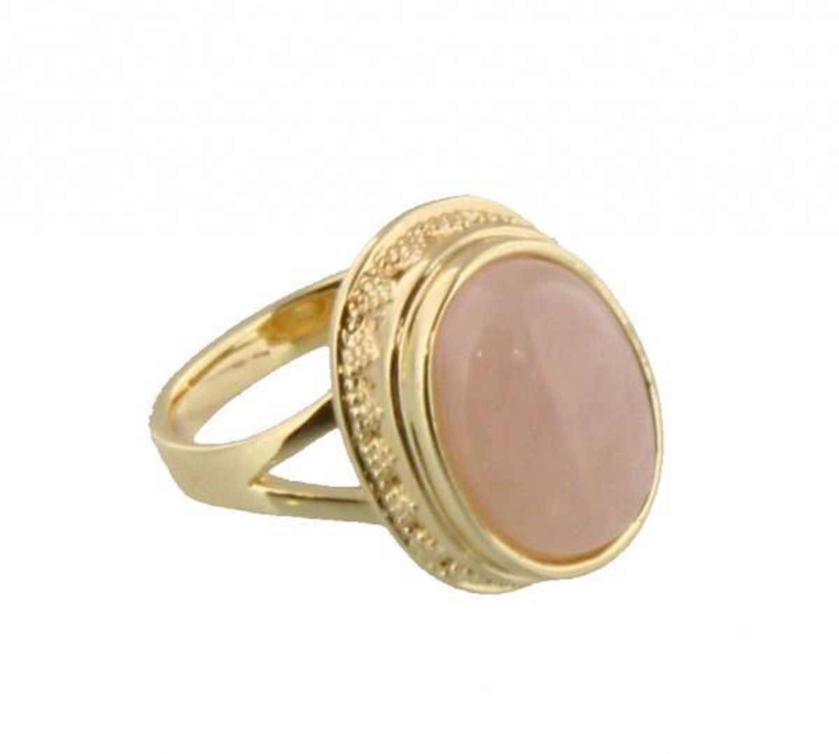 Gouden ring met lichtroze ovale steen. Maat 16. | bol.com