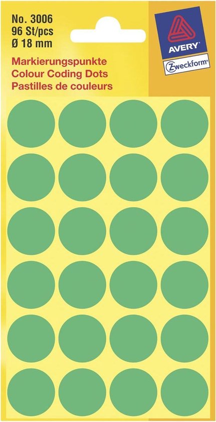Minilabel Bunte Papier-Sticker – 18 Mm Kreise, 96 Stück, Selbstklebend, In Rot, Blau, Schwarz, Gelb, Grün