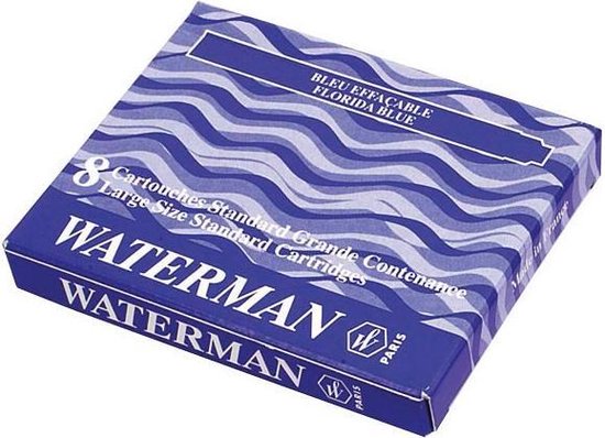 20 cartouches d'encre Waterman Standard bleu-noir, paquet de 8 pièces