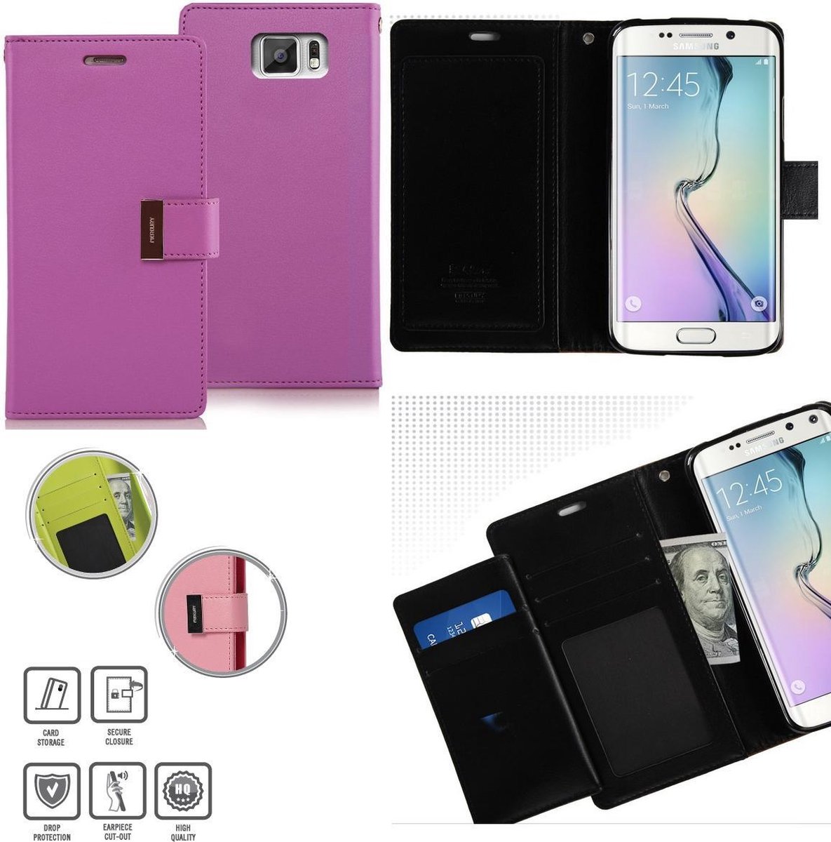 Mercury Rich Dairy wallet case hoesje Samsung Galaxy S6 Edge paars