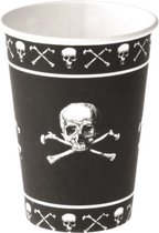 Zwarte piraten plastic bekers met doodshoofd