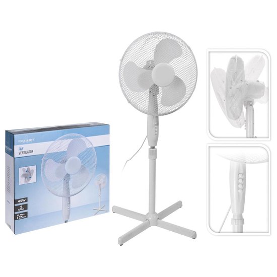 Excellent Electrics - Staande ventilator 40cm Wit (45W)