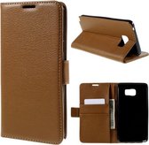 Litchi Cover wallet case hoesje Samsung Galaxy Note 5 bruin