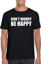 Dont worry be happy tekst t-shirt zwart heren XL