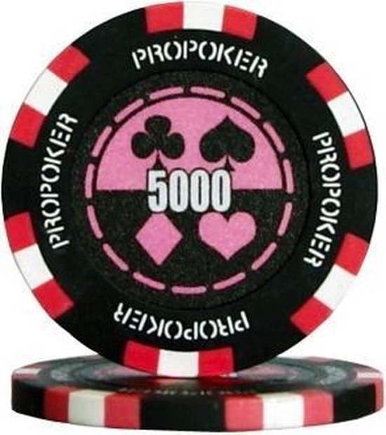 Pokerchip Pro Poker Clay Chip 13,5 Gram Roze 5000 Per 25