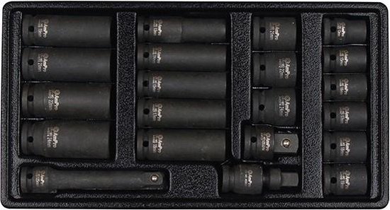 DAKCOS Kracht inbussleutel moerdoppen set 1/2, 5 mm - 19 mm, 10-delige zeskant dopsleutelset, CR-MO
