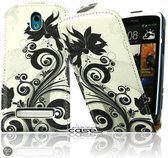 Alternate Bloem Bloem Zwart ​Motief​ Flip Case Cover Hoesje HTC Desire 500