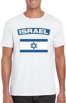 T-shirt met Israelische vlag wit heren 2XL