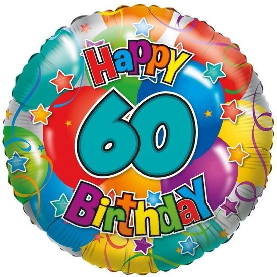 Folie ballon 60 Happy Birthday 35 cm - Folieballon verjaardag 60 jaar 35 cm