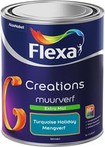 Bol.com Flexa Creations - Muurverf Extra Mat - Turquoise Holiday - Mengkleuren Collectie - 1 Liter aanbieding