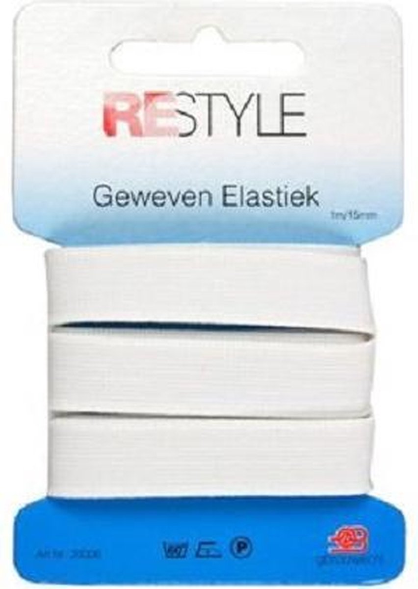 ReStyle Geweven Elastiek Wit 15 mm x 1 meter