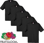 Fruit of the Loom T-shirt maat XXL 100% katoen 5 stuks (zwart)