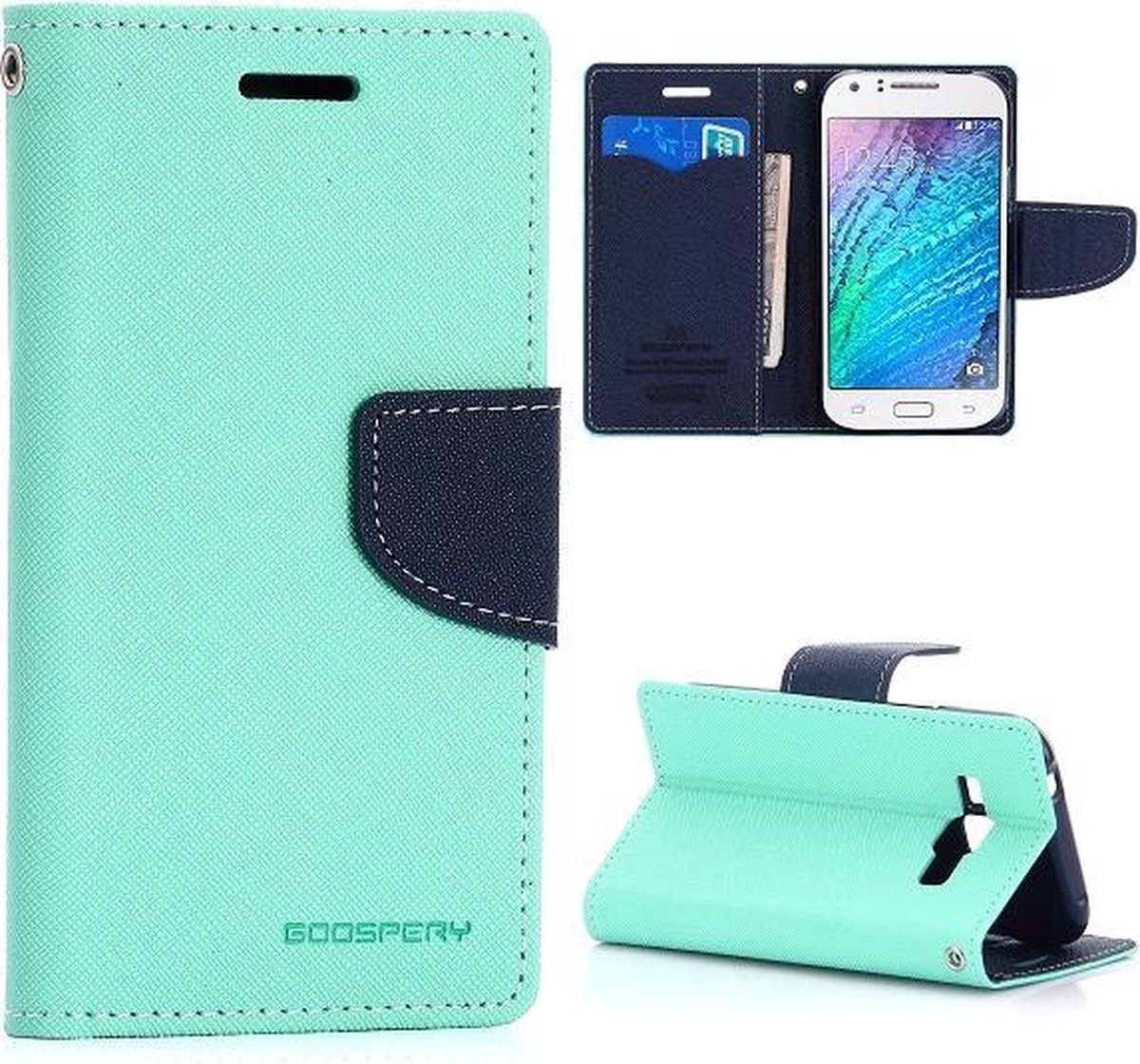 Mercury Diary - Samsung Galaxy J1 Hoesje - Bookcase - Mintgroen