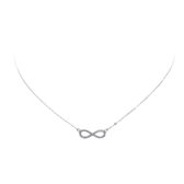 Lovenotes ketting - zilver - gerodineerd - infinity - zirkonia - 42 + 3 cm