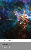 Boek 'Deathworld' van Harry Harrison met een kosmische afbeelding van een nevel met sterren.
