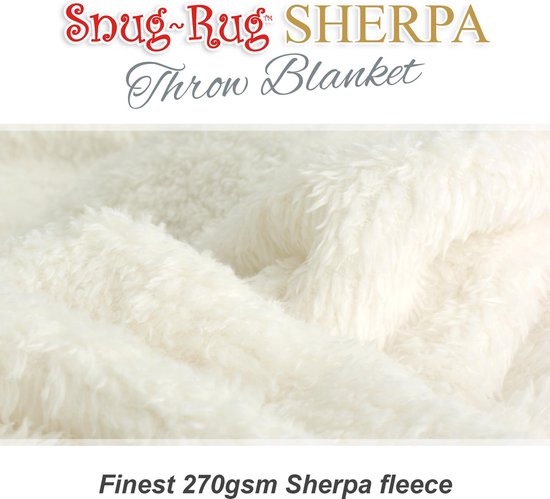 Snug Rug Sherpa - Plaid - Extra Dik - Creme / Wit - Premium Throw Deken - TV Deken - Knuffeldeken - Woondeken - Fleece Deken