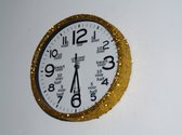 Leer klokkijken-leerzame kinder klok- glitter wandklok  Goud/Wit 20 cm