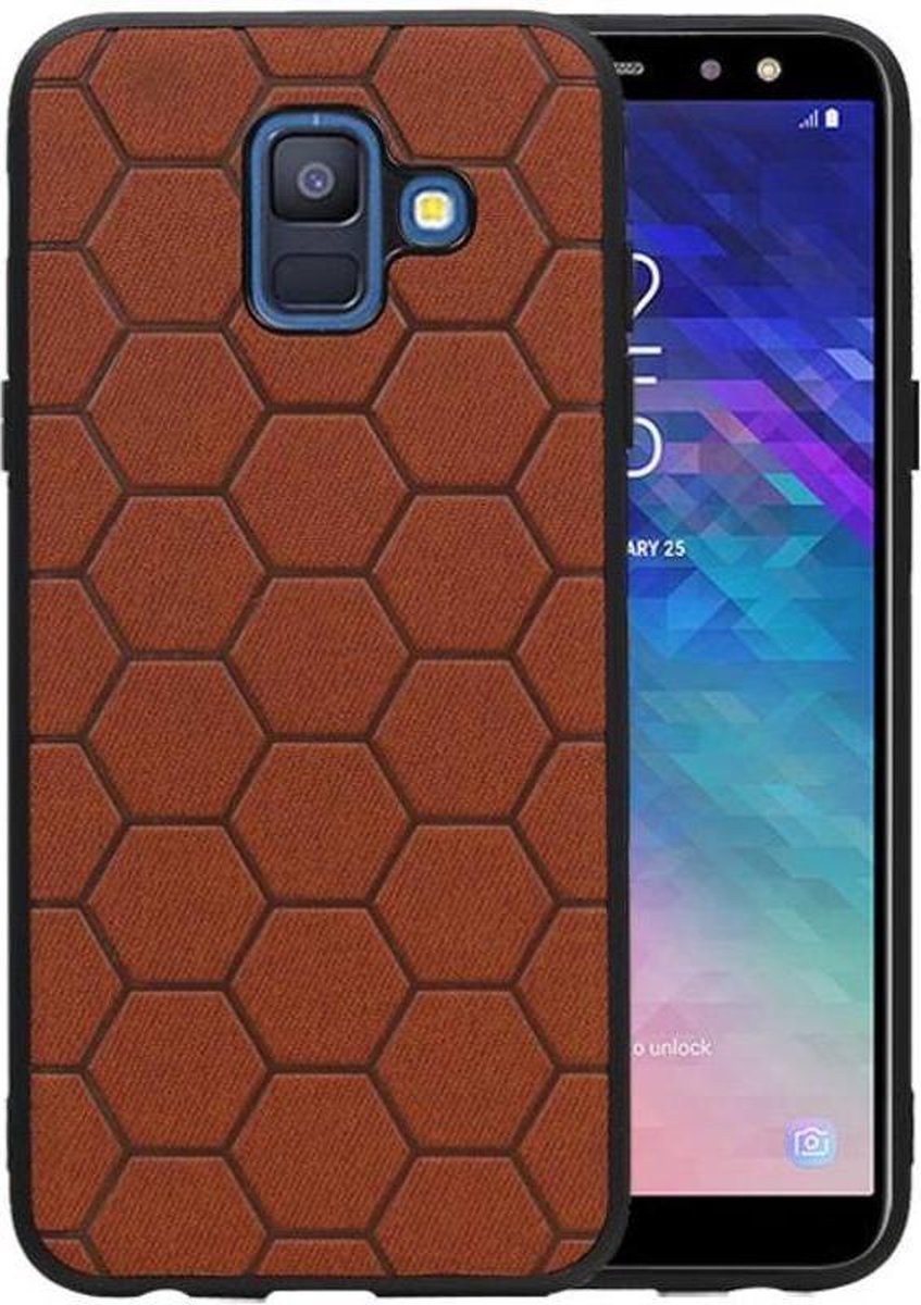 Hexagon Hard Case voor Samsung Galaxy A6 2018 Bruin
