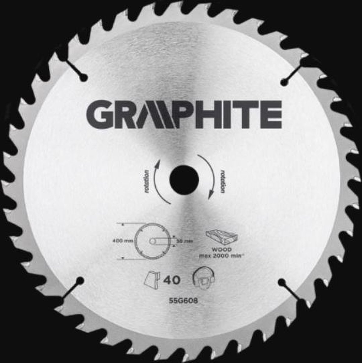 Graphite Cirkelzaagblad 400mm 40T Asgat 30mm Tanden 40 Dikte 3,2 TCT Solid Carbide