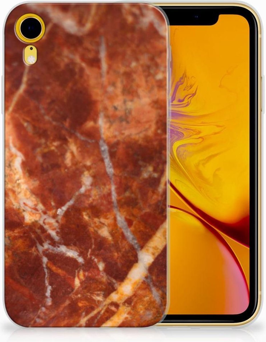 Apple iPhone Xr TPU Siliconen Hoesje Marmer Bruin