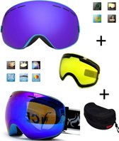 Masque de ski avec boîte et verres EXTRA lens Smoke Bleu Blauw F type 3 Cat. 0 à 4 - ☀/☁