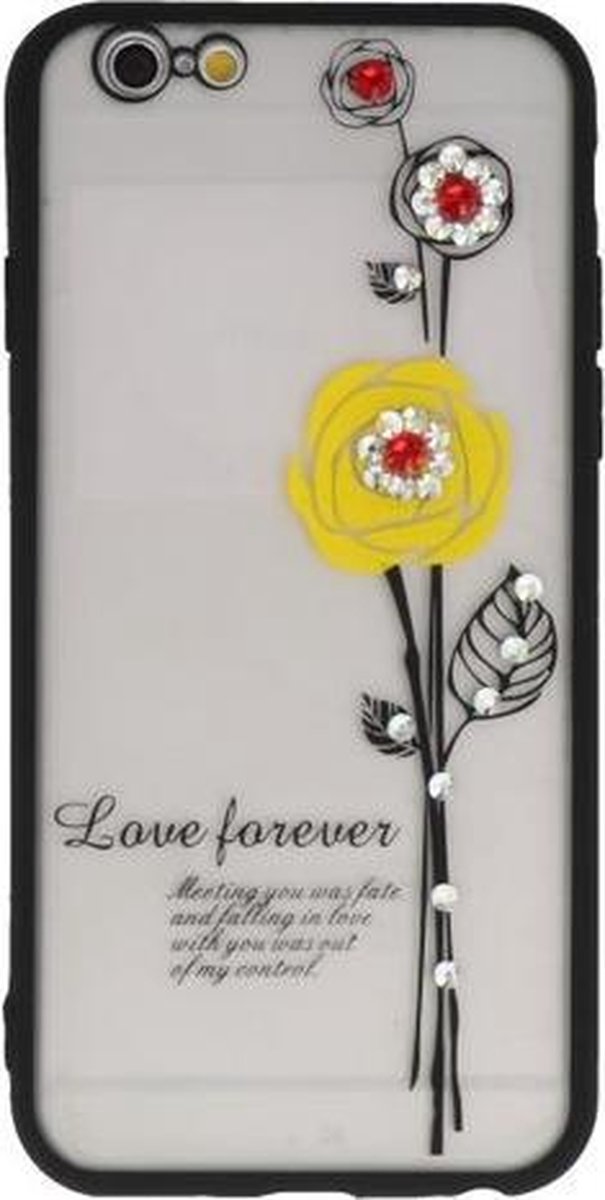 Geel Love Forever back case Hoesje voor Apple iPhone 6 / 6s