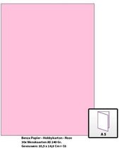 Benza Papier - Gekleurd Printpapier Hobbykarton 240 Gr. (Gram) A5 - Roze (baby) - 30 Stuks (Wenskaarten)