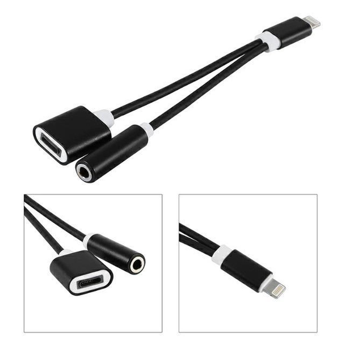 MMOBIEL 2 in 1 Lightning naar Lightning (female) en 3.5mm Jack (female