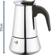 Koffiezetapparaat -  Italiaanse Espresso Maker - 200ml - 4 kops - Moka Express Percolator INDUCTIE 4 kopjes Roestvrijstaal - PALERMO