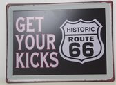 Plaque murale en métal Route 66 Get your Kicks