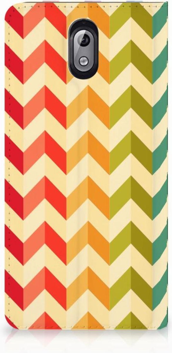 Nokia 3.1 (2018) Hoesje met Magneet Zigzag Multi Color