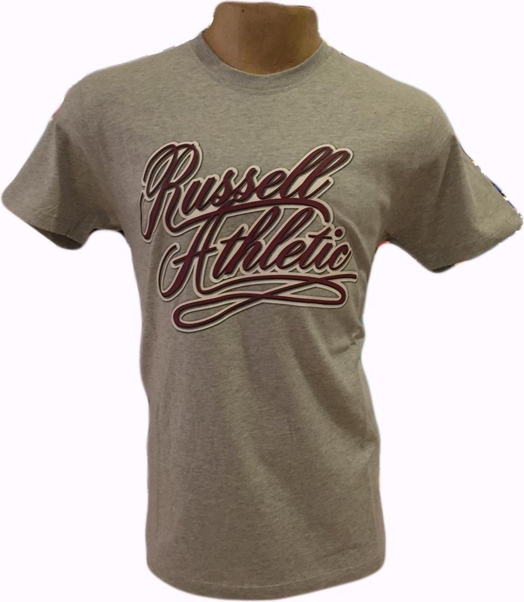 Russell Athletics Heren T.Shirt - Grijs/Bordeaux - Maat S