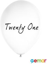 Ballonnen Twenty One Wit met opdruk Zwart (helium)
