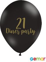 Ballonnen 21 Diner Zwart met opdruk Goud (helium)