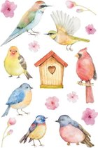 144x Vogel en bloemen stickers - kinderstickers - stickervellen - knutselspullen